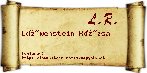 Löwenstein Rózsa névjegykártya